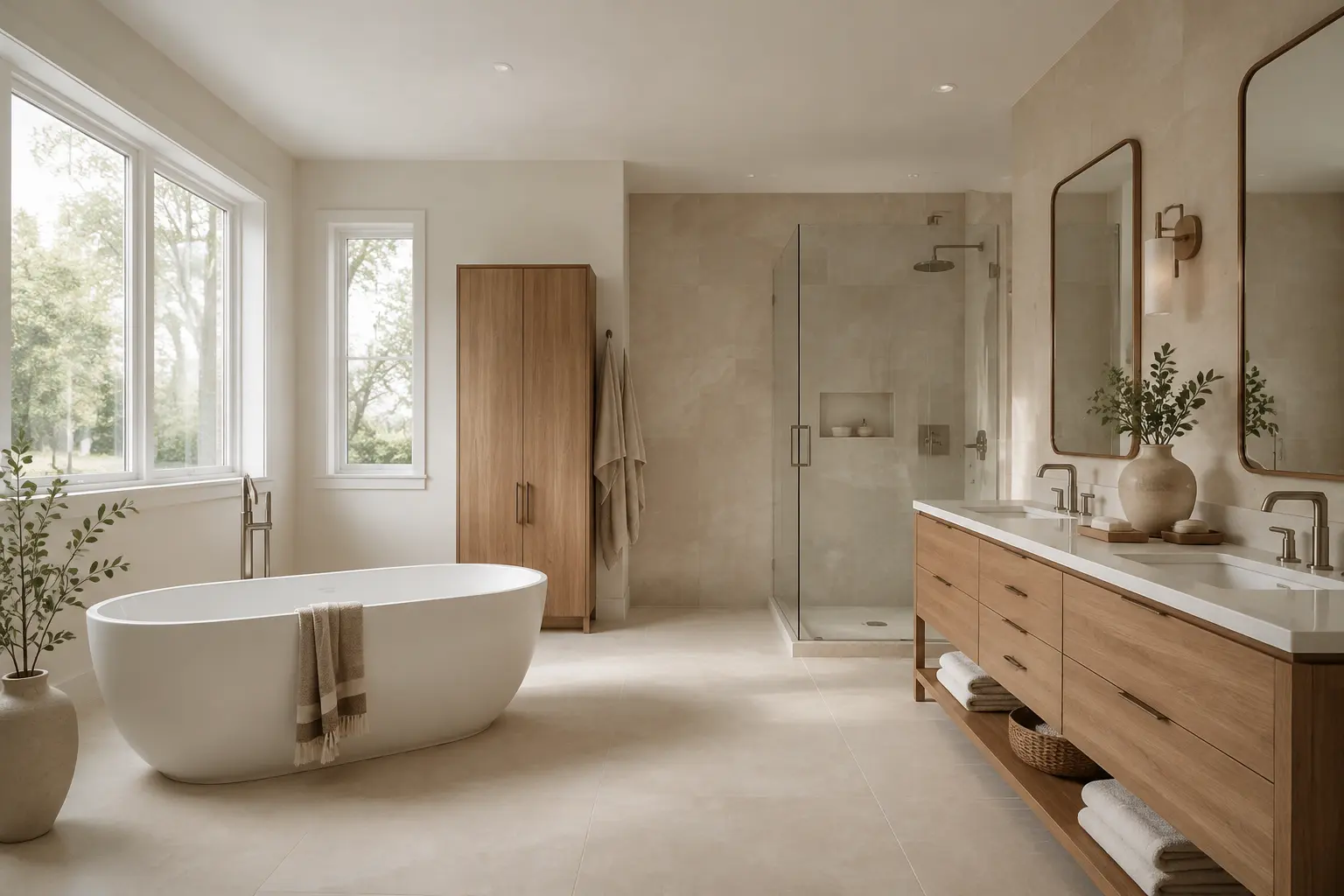 Warm family bathroom design concept