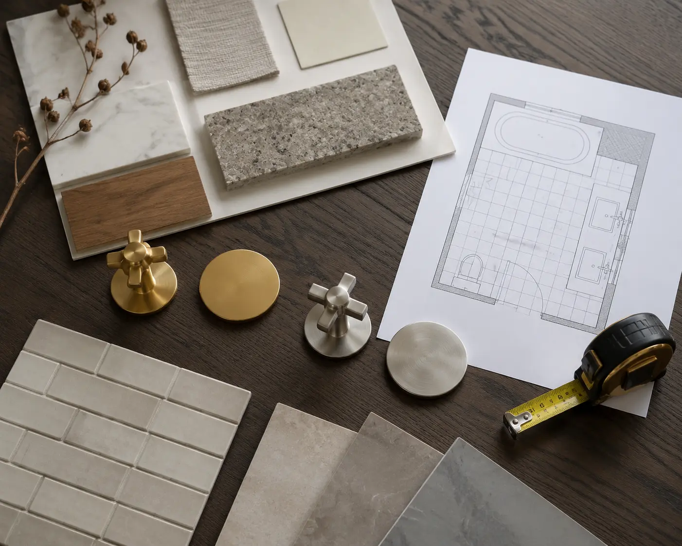 Bathroom planning and material specification concept