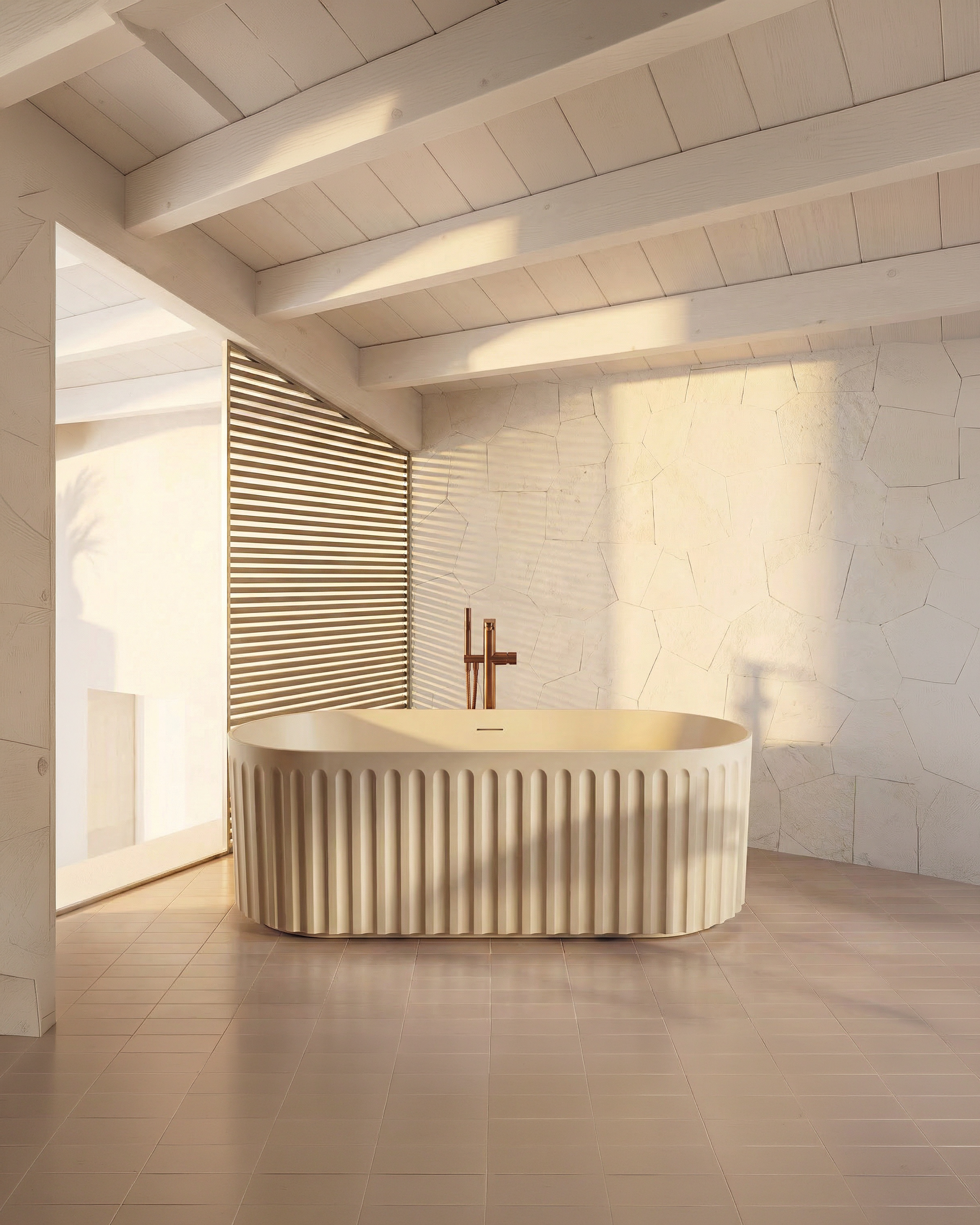 Lira Matt Stone Oval Fluted Bath