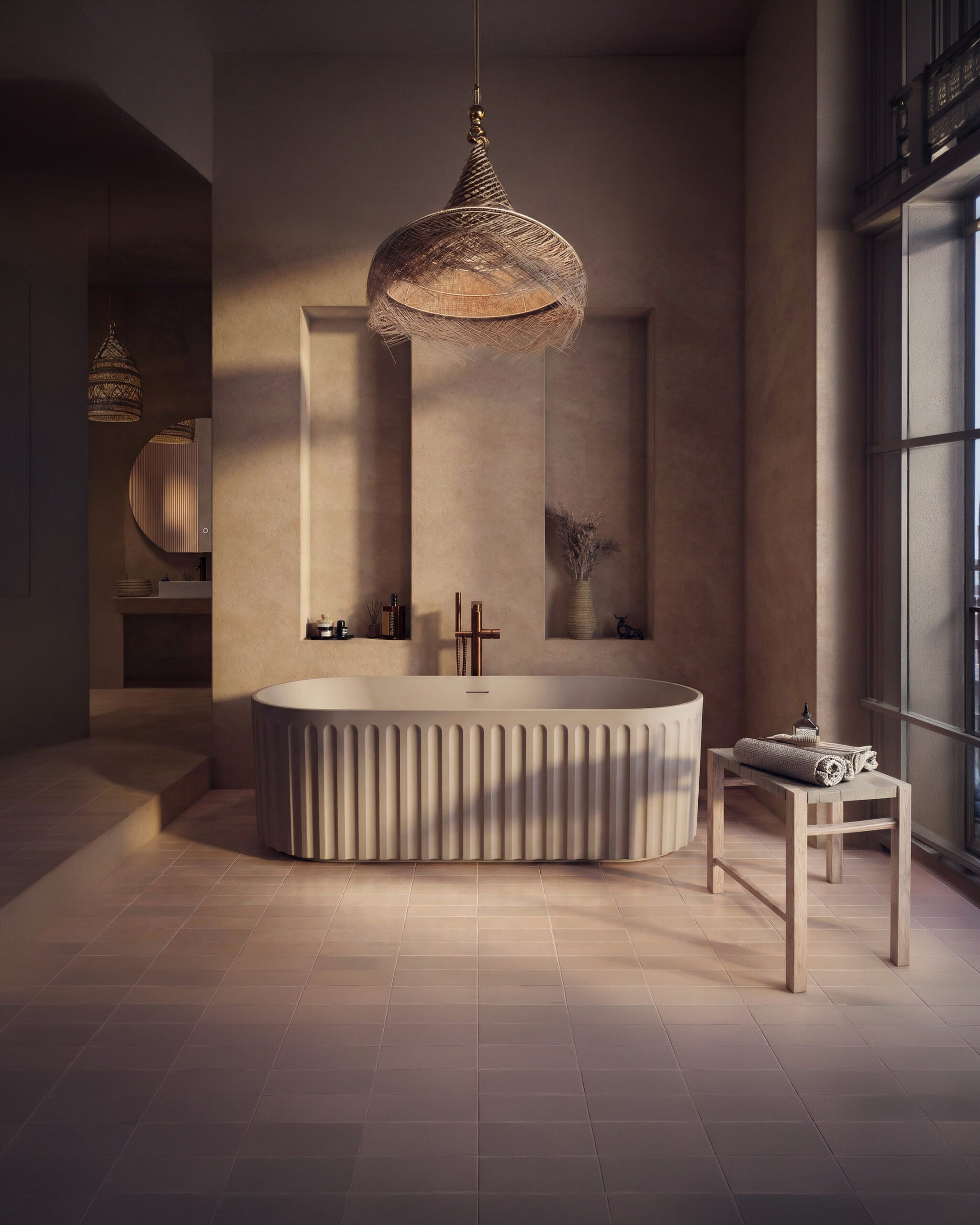 Lira Matt Clay Oval Fluted Bath