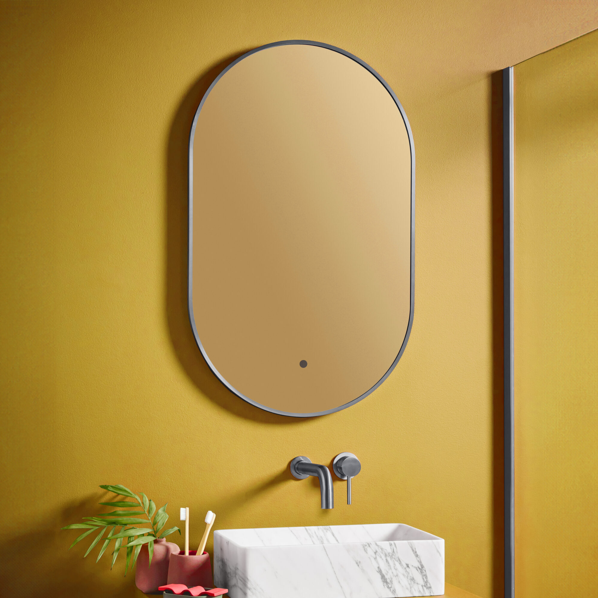 Aubrey LED Mirror Gunmetal 500×800