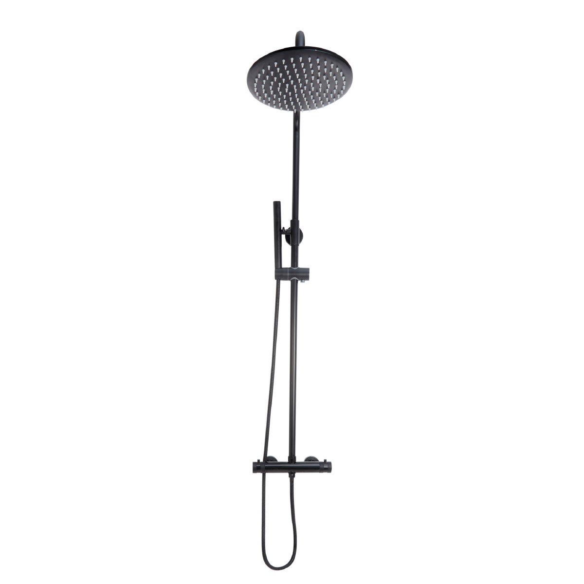 Core Black Round Rigid Riser Shower