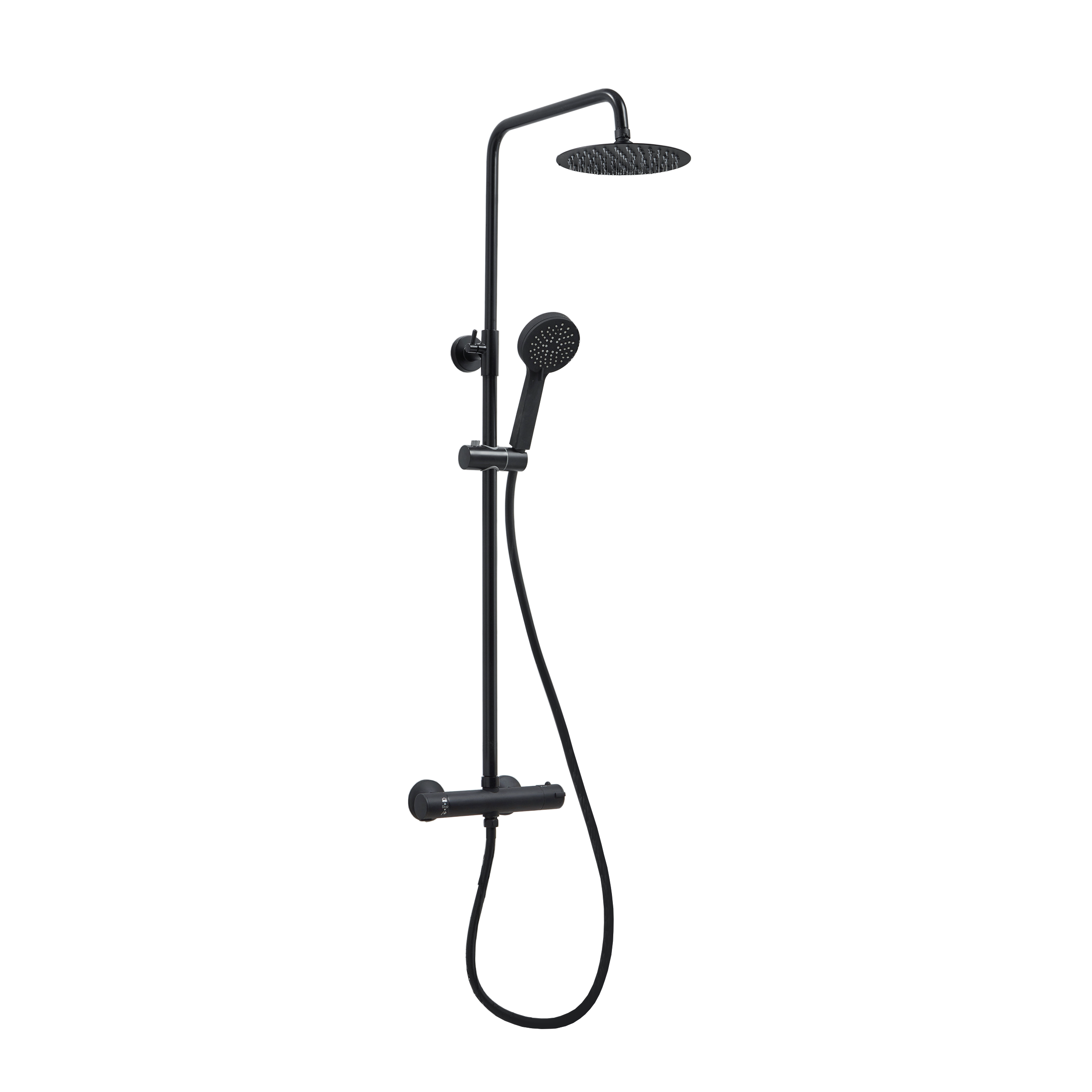 Middleton Black Round Rigid Riser Shower Inc. Easykit