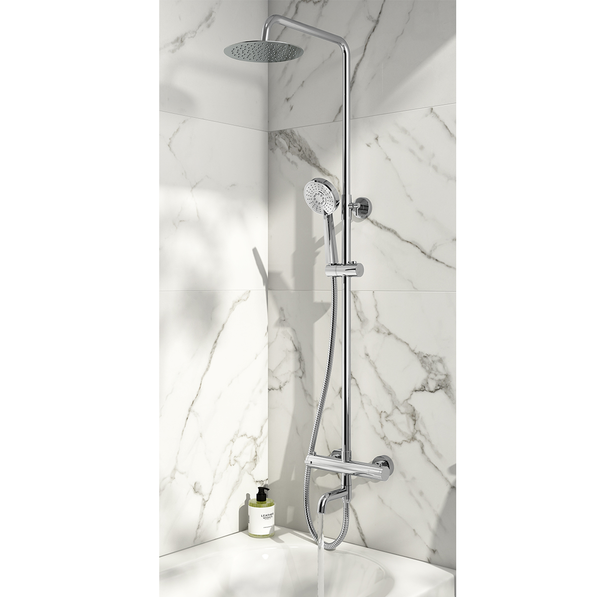 Solar Round Rigid Riser Shower With Bath Filler